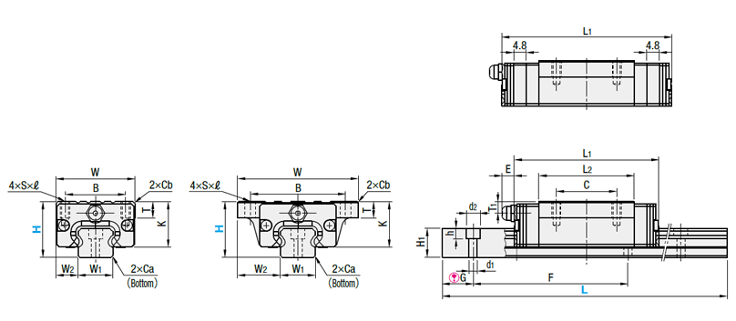 Linear Guide for Heavy Load - Dust Resistant, With Double Seals / Metal Scrapers, Normal Clearance: Related Image