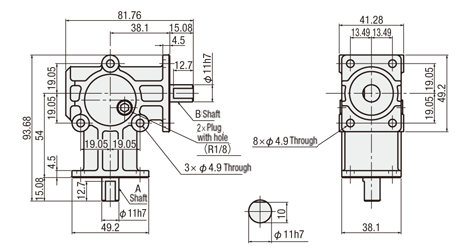 Reducer / Bevel Gear Box Dimensional Drawing 1