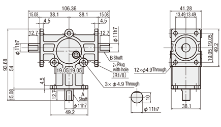 Reducer / Bevel Gear Box Dimensional Drawing 2