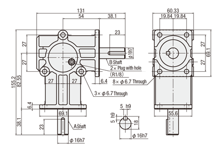 Reducer / Bevel Gear Box Dimensional Drawing 3