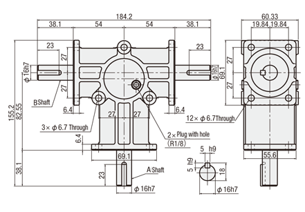 Reducer / Bevel Gear Box Dimensional Drawing 4