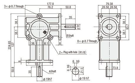 Reducer / Bevel Gear Box Dimensional Drawing 5