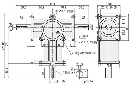 Reducer / Bevel Gear Box Dimensional Drawing 6